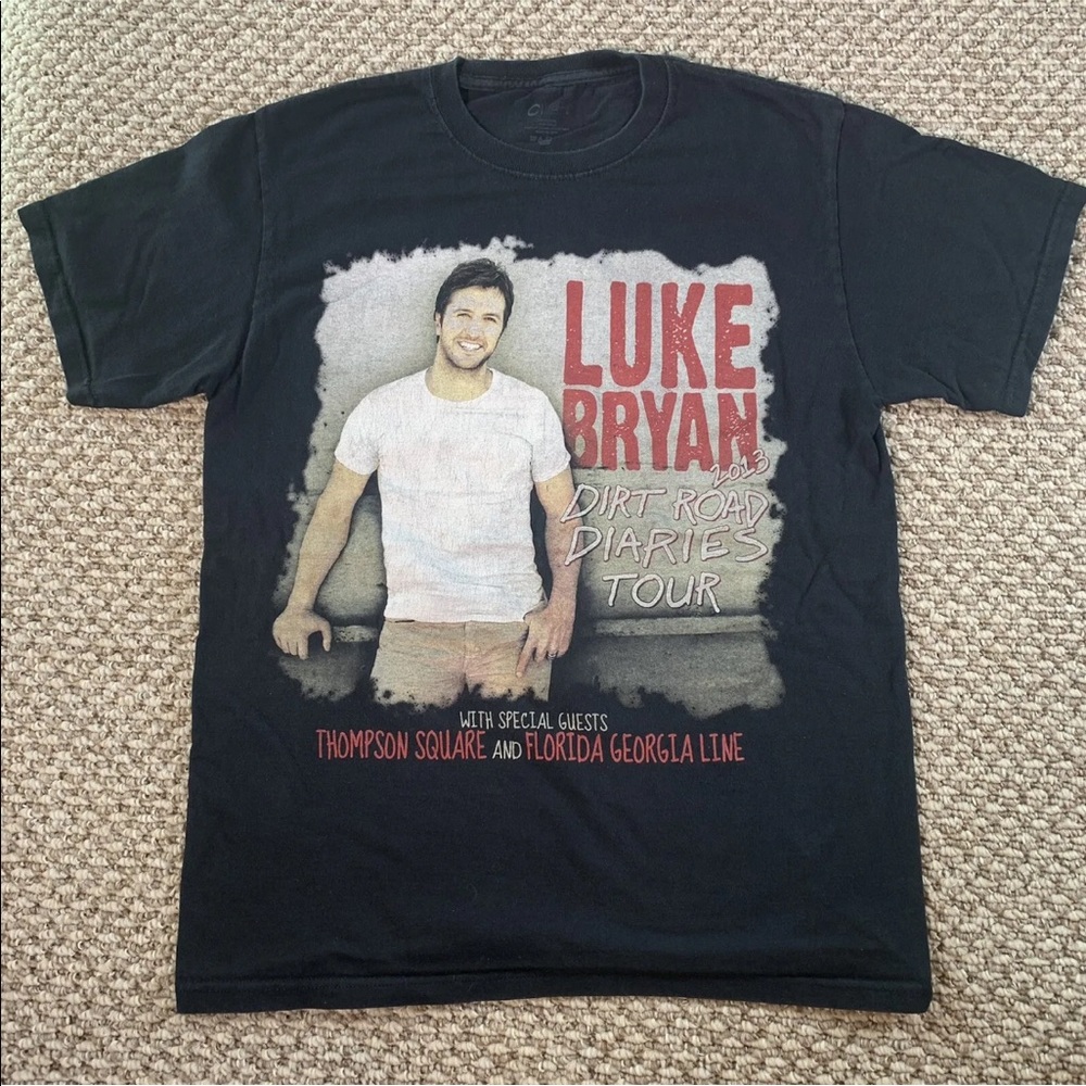 Luke Bryan 2013 Dirt Road Diaries Tour Concert T-Shirt Black Double Sided Sz. M